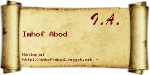 Imhof Abod névjegykártya